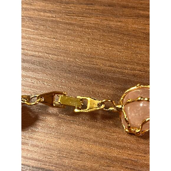 Vintage Wire Wrapped Rose Quartz Necklace – Natural Stone Boho Healing Crystal - Picture 8 of 8